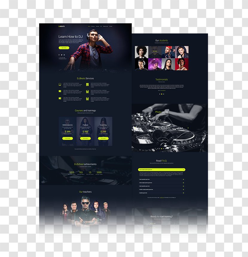 Graphic Design Responsive Web Template System - Watercolor - Dj Promote Transparent PNG