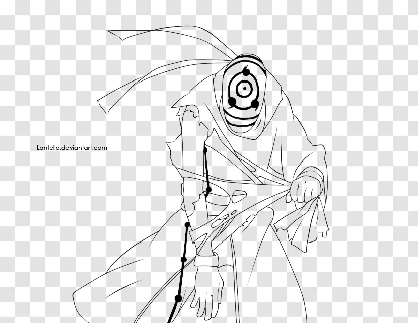 Line Art Cartoon Naruto Obito Uchiha Sketch - Frame Transparent PNG