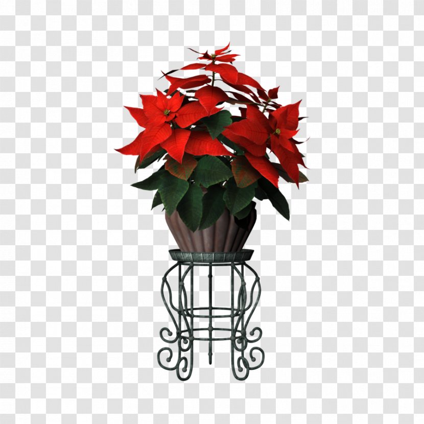 Flowerpot Poinsettia Plant - Flower Pot Transparent PNG