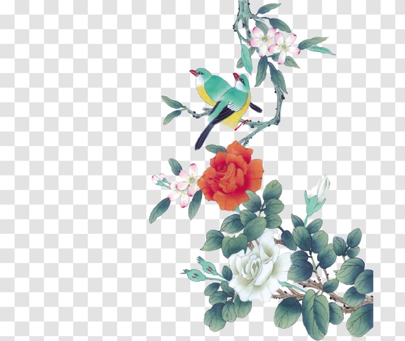 Bird-and-flower Painting Gongbi Chinese Ink Wash - Welcome Transparent Transparent PNG