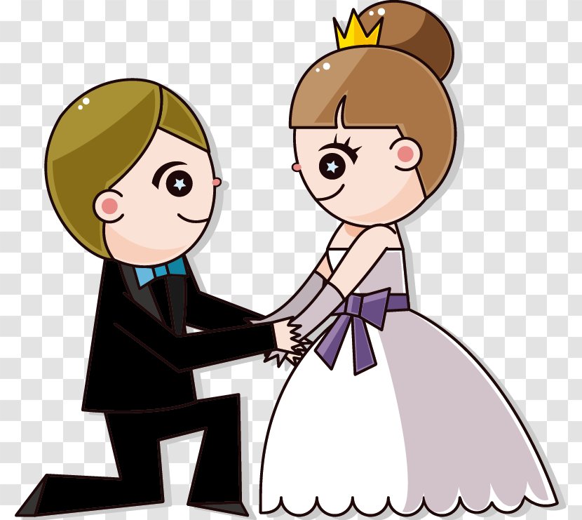 Wedding Invitation Cartoon Bride - Watercolor - Couple Element Transparent PNG