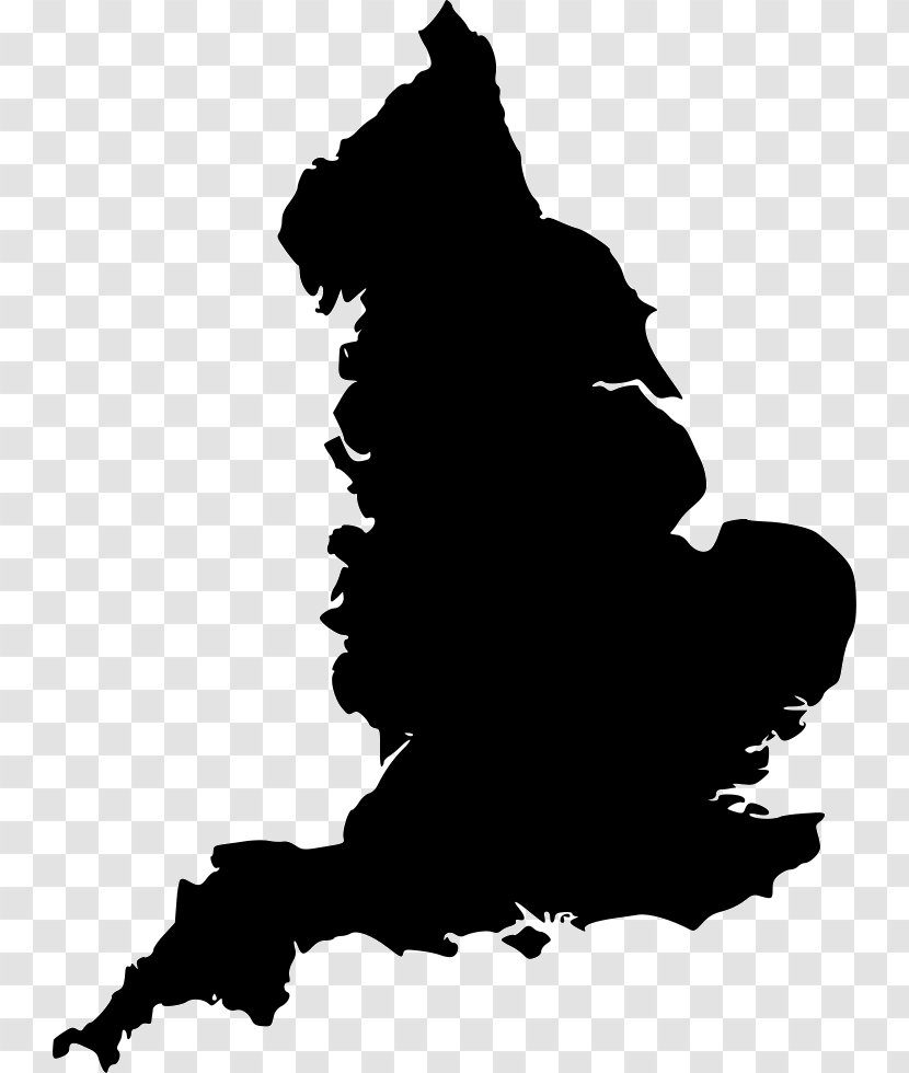 England Vector Map Blank - Silhouette Transparent PNG