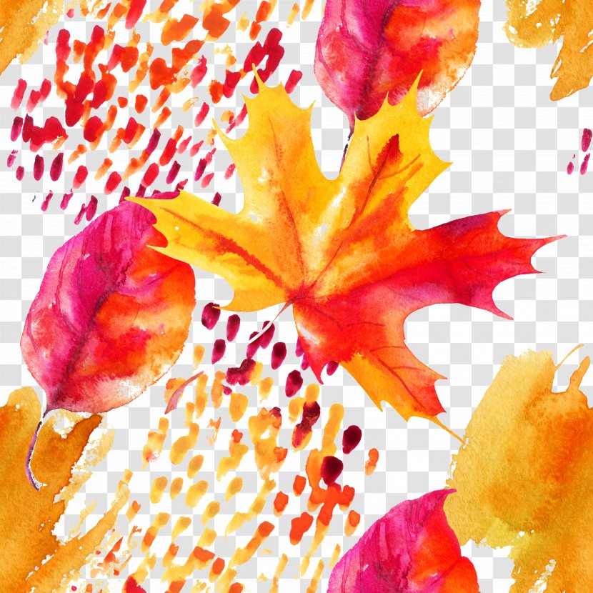 Autumn Maple Leaf Watercolor Painting - Leaves Transparent PNG