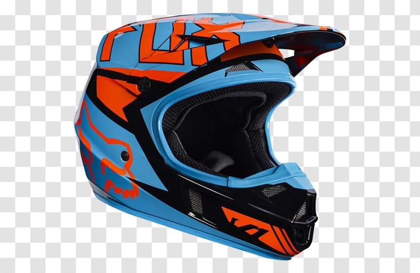 Fox Racing Bicycle Helmet Motocross Enduro - Blue Transparent PNG