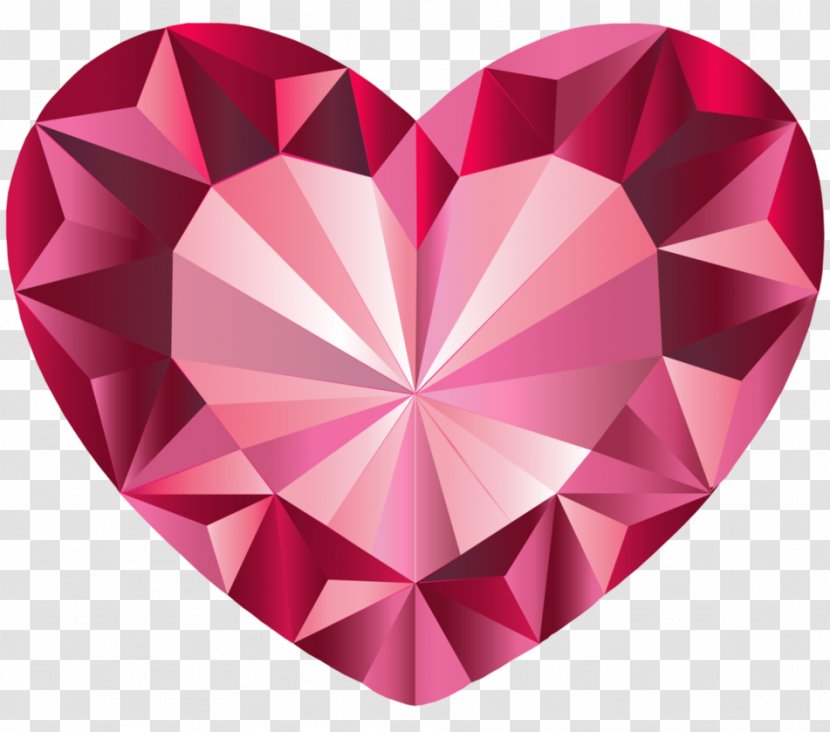 Diamond Heart Shape - Magenta - Crystal Transparent PNG