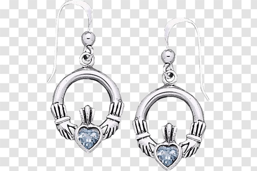 Earring Sterling Silver Jewellery Claddagh Ring - Platinum Transparent PNG