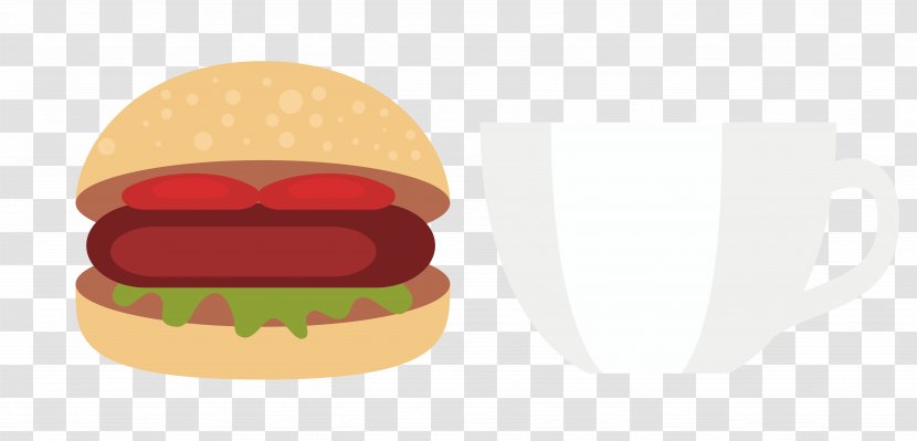 Cheeseburger Fast Food Cartoon Illustration - Brand - Vector Burger Coffee Material Transparent PNG