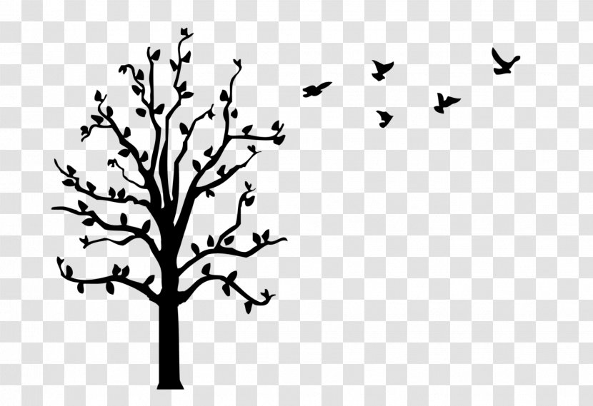Wall Decal Paper Tree Sticker - Monochrome - Flock Of Birds Transparent PNG