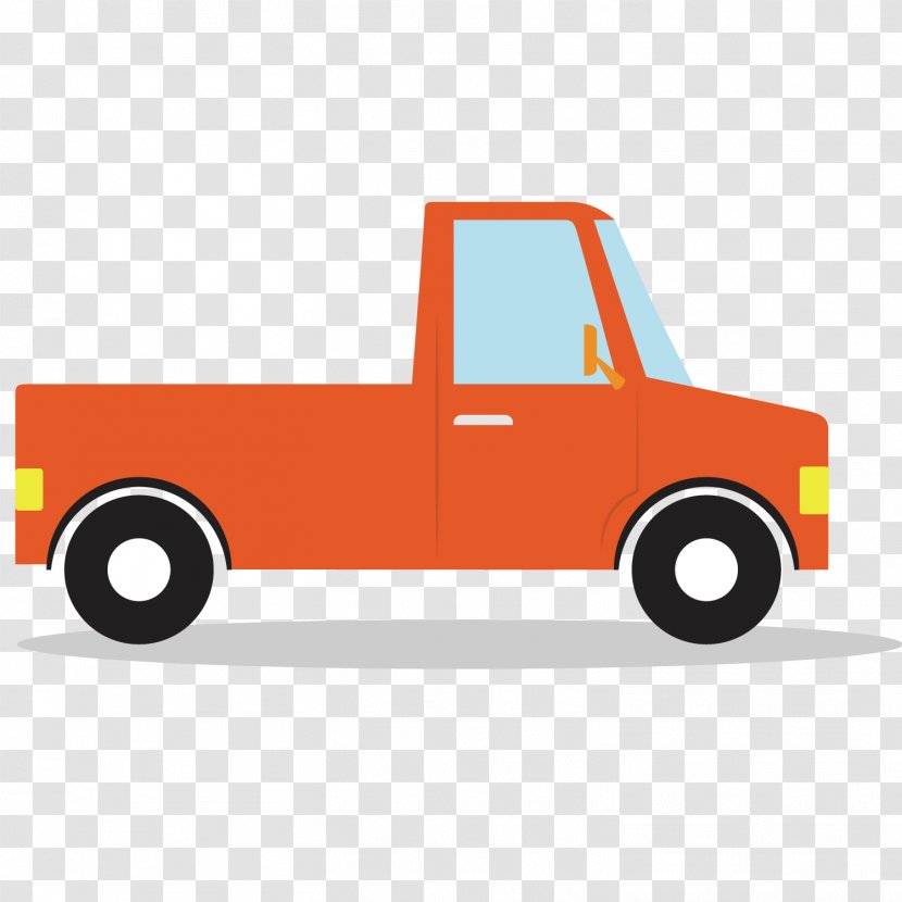 Cartoon Truck Automotive Design Motor Vehicle - Cute Little Orange Transparent PNG