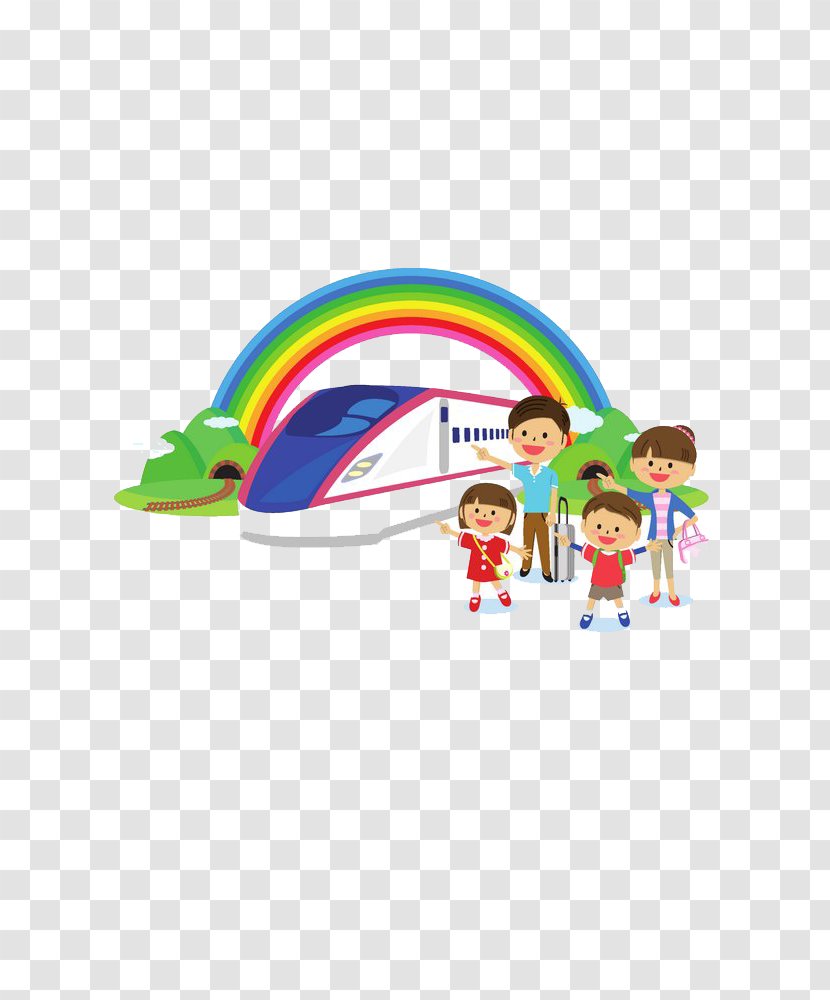 Train Hokkaido Shinkansen Family Illustration - Rainbow Tourism Buckle Creative HD Free Transparent PNG