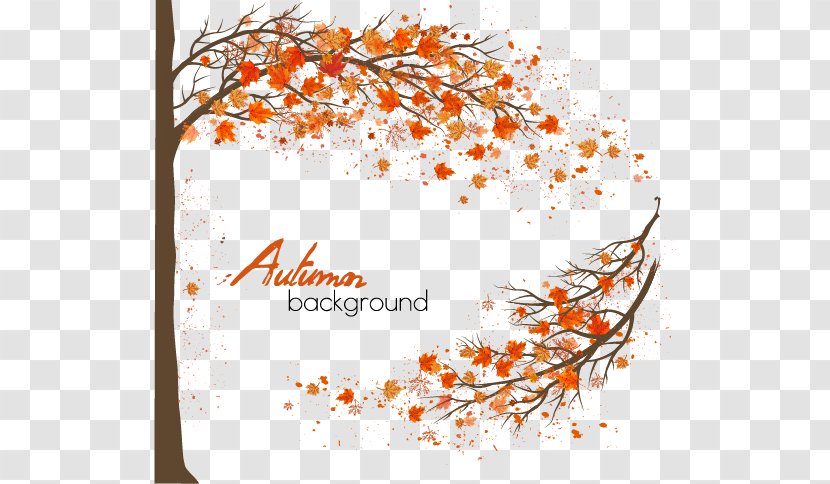 Autumn Maple Leaf Tree - Point - Red Poster Design Vector Material Transparent PNG