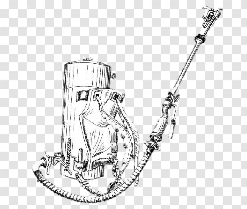 World War I Flamethrower Weapon - Black And White Transparent PNG