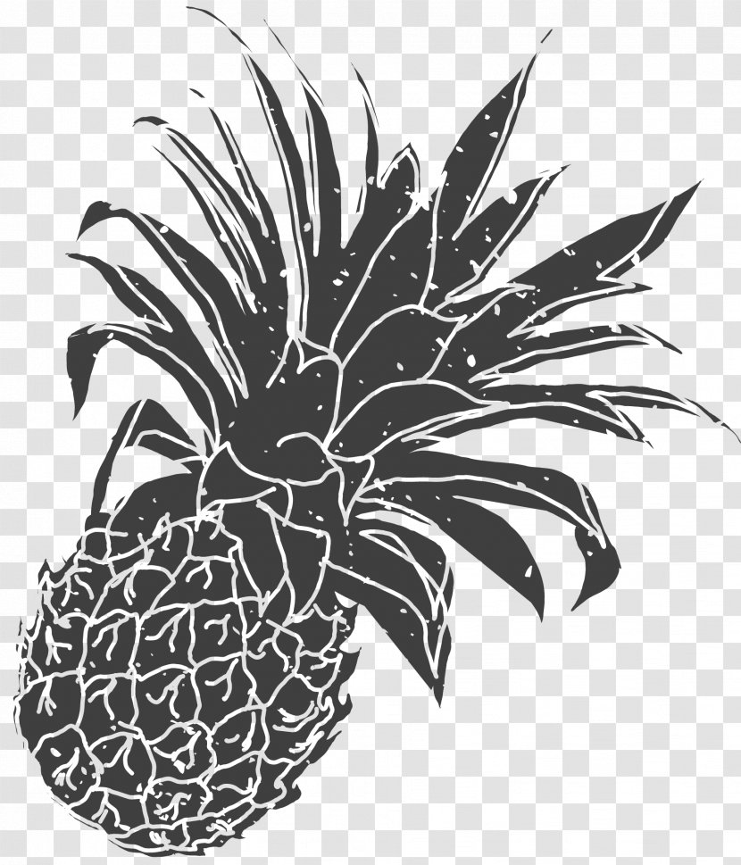 Pineapple Fruit - Flower - Black Pattern Transparent PNG