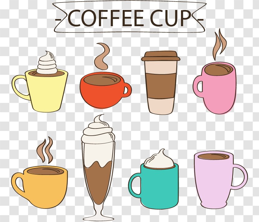 Coffee Latte Cappuccino Tea Cafe - Artwork - Vector Material Transparent PNG