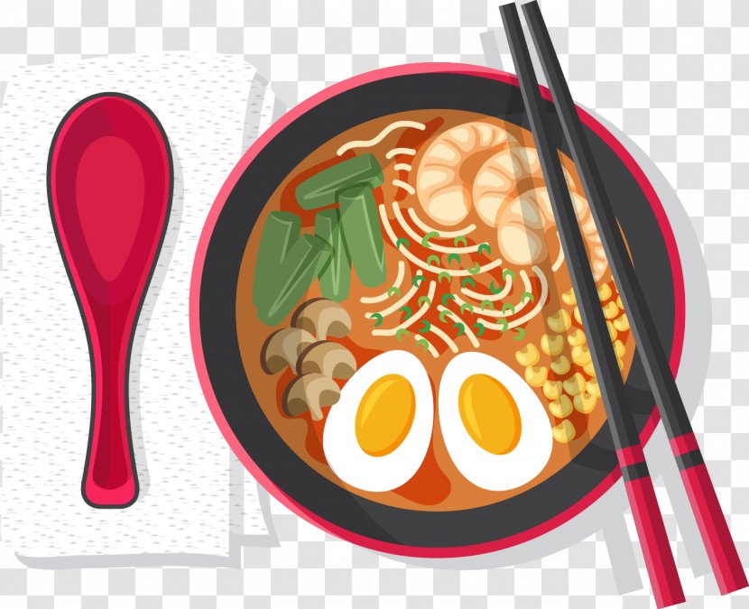 Asian Cuisine Japanese Sushi Thai Ramen - Shrimp Egg Noodles Transparent PNG