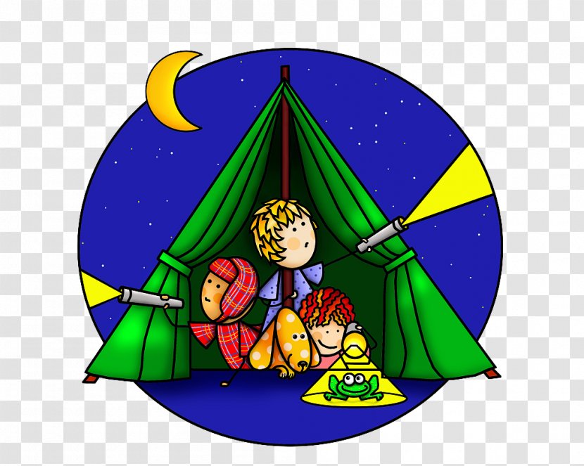Camping Drawing Illustration - A Family Of Flashlight Lighting At Night Transparent PNG