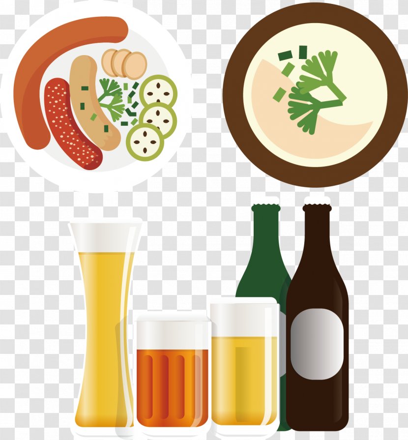 Beer Vector Graphics Illustration Clip Art - Superfood - German Sausage Transparent PNG