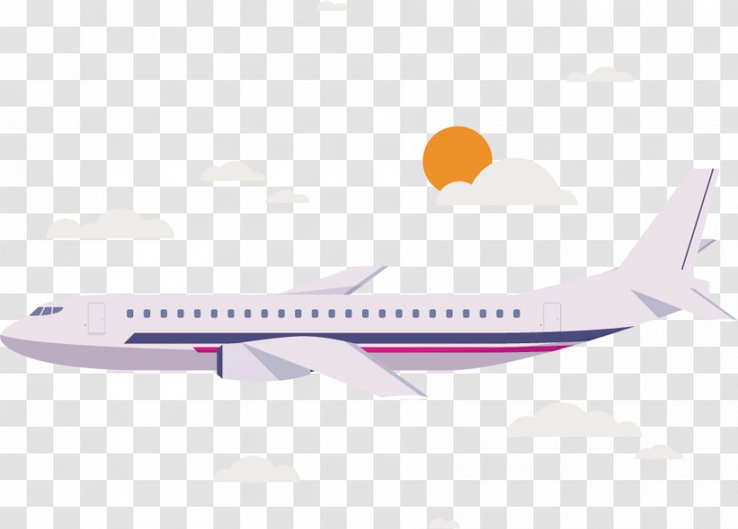 Boeing 767 Airplane Illustration - Vector Aircraft Between Clouds Transparent PNG