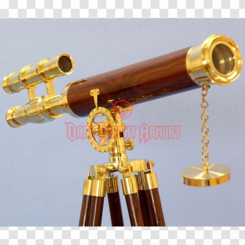 Brass Refracting Telescope Astronomy Wood - Copper - Pirate Hat Anchor Tag Transparent PNG