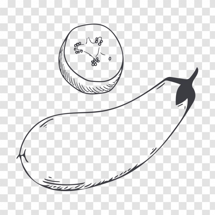 Eggplant Vegetable Black And White - Radish - Hand-painted Transparent PNG