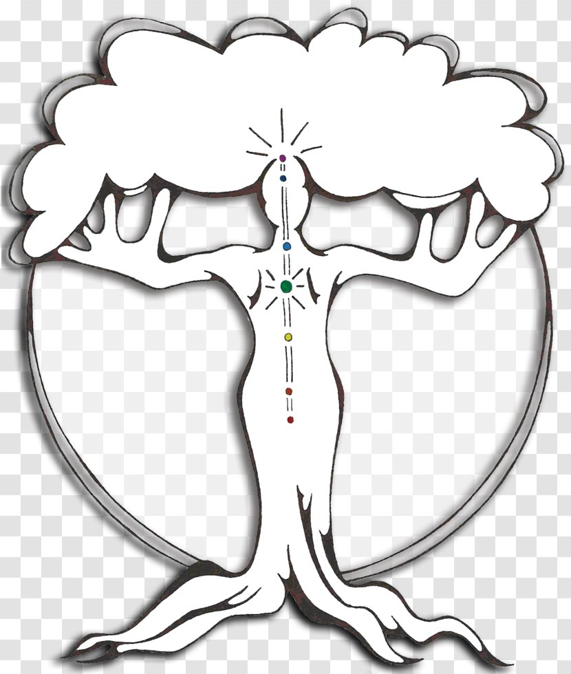 White Line Art Tree Character Clip - Neutral Spine Transparent PNG