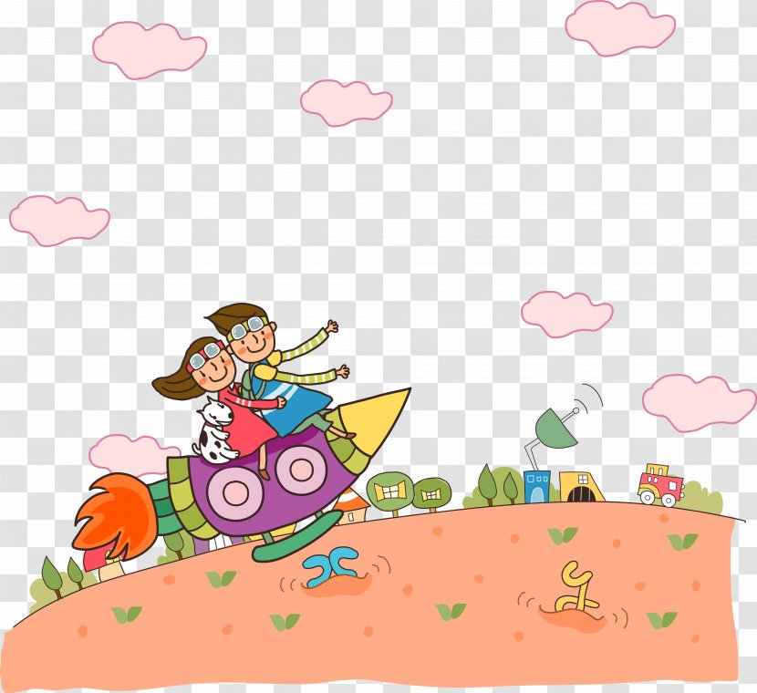 Cartoon Character Illustration - Art - The Person Sitting On Rocket Transparent PNG