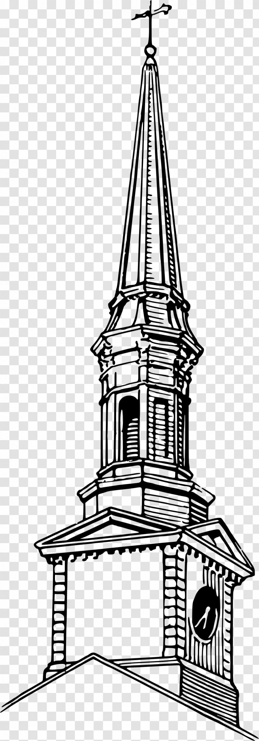 Steeple Line Art Spire Drawing Clip - Black And White Transparent PNG