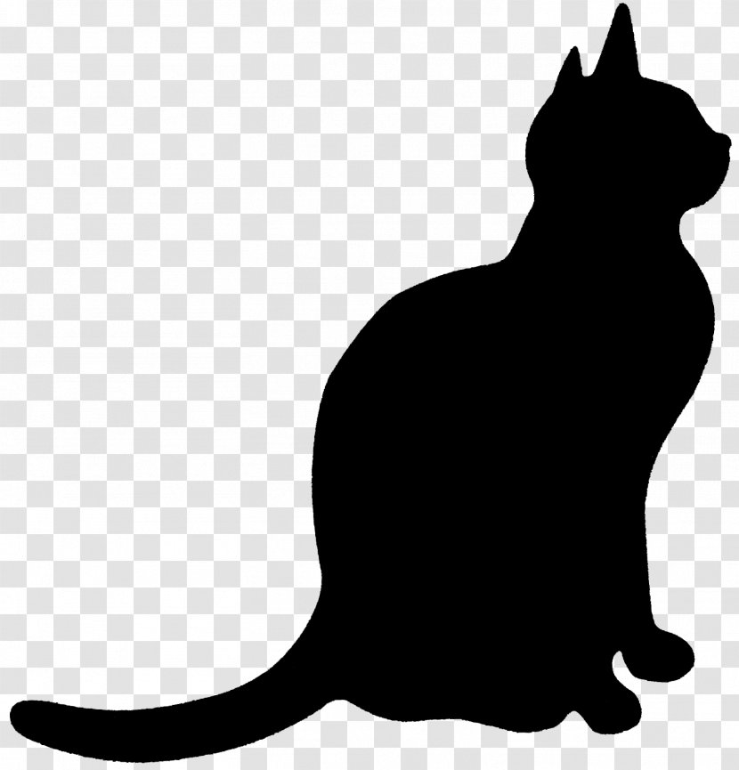 Black Cat Kitten Whiskers Domestic Short-haired Silhouette - Tail Transparent PNG