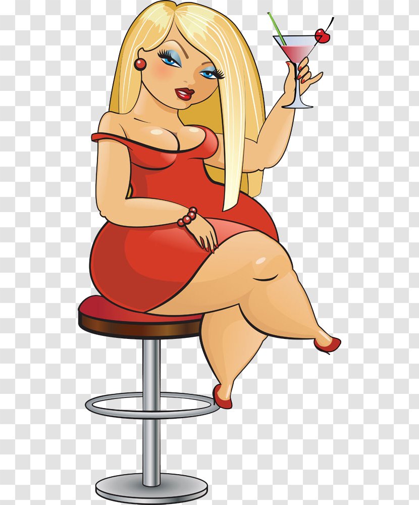 Woman Cartoon Illustration - Frame - Holding A Cocktail Girls Transparent PNG