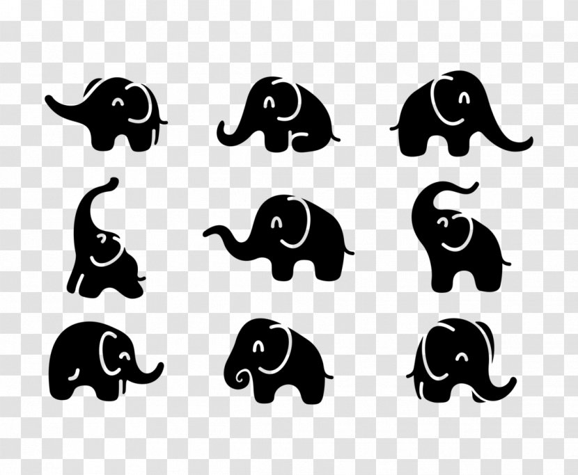 Elephant Drawing Silhouette - Vertebrate - Vector Silhouettes Transparent PNG