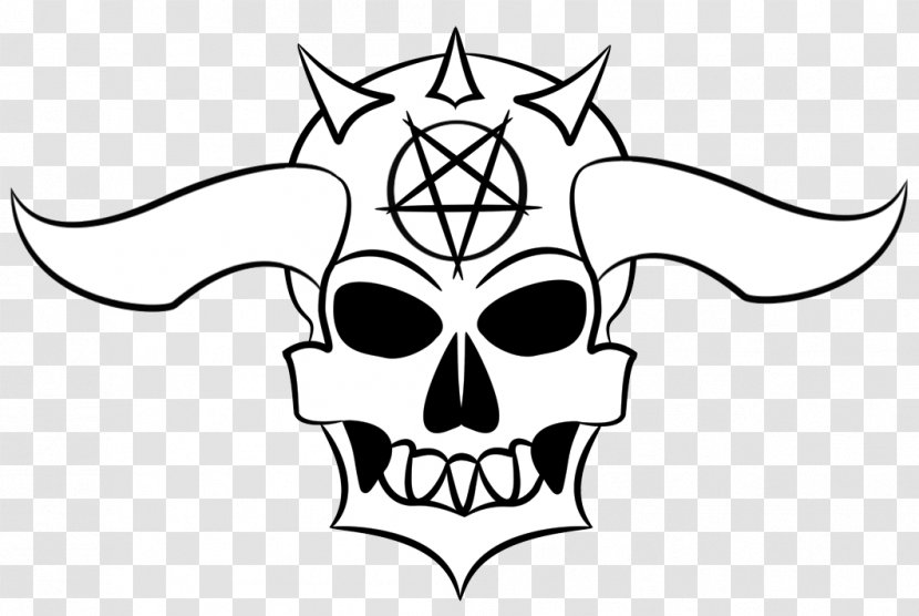 Demon Drawing Black And White Clip Art - Skull Devil Transparent PNG
