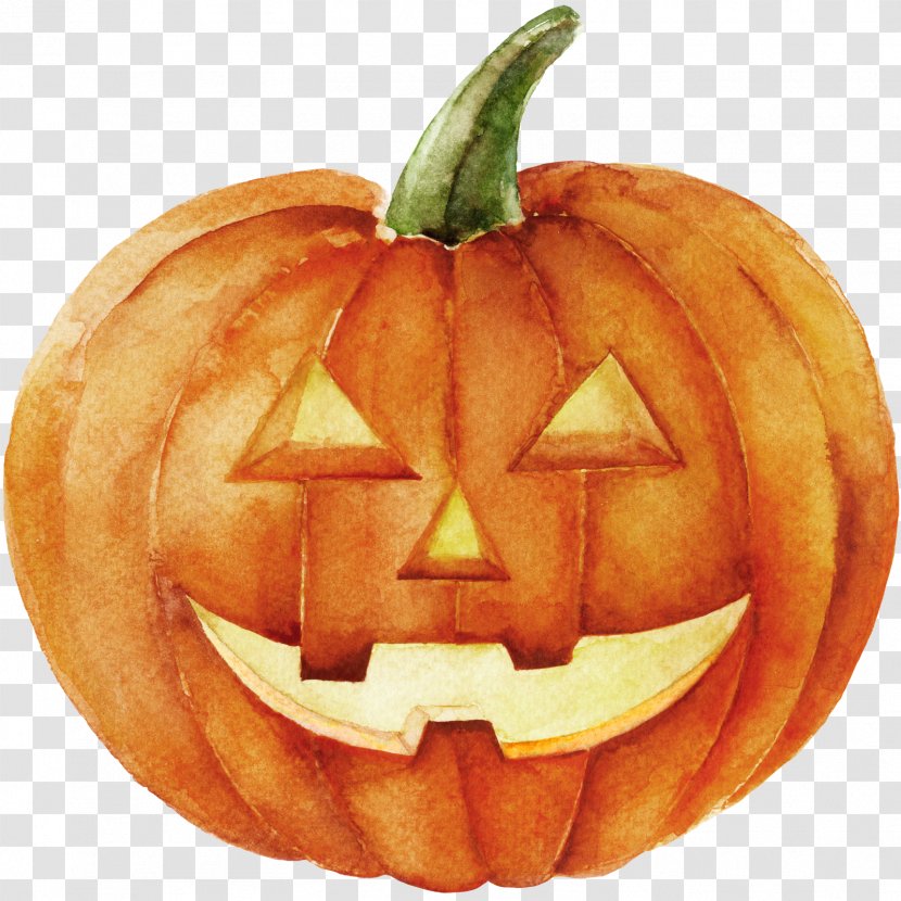 Jack-o'-lantern Jack Skellington Pumpkin Watercolor Painting Halloween - Calabaza Transparent PNG