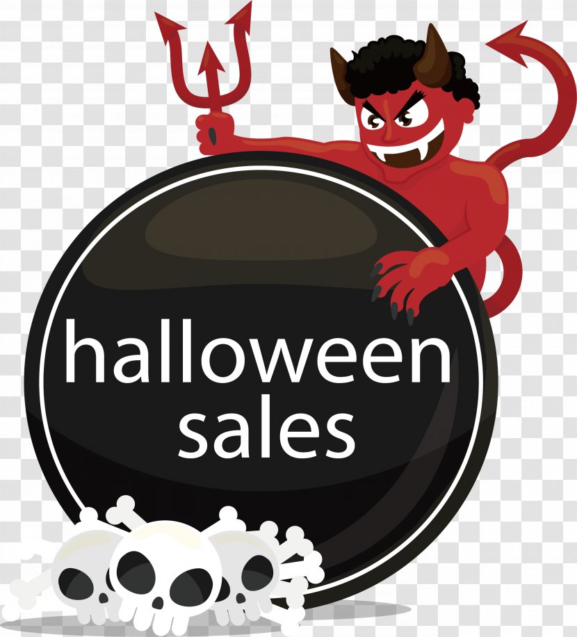 Halloween Sales - Illustration - Red Devil Promo Tag Transparent PNG