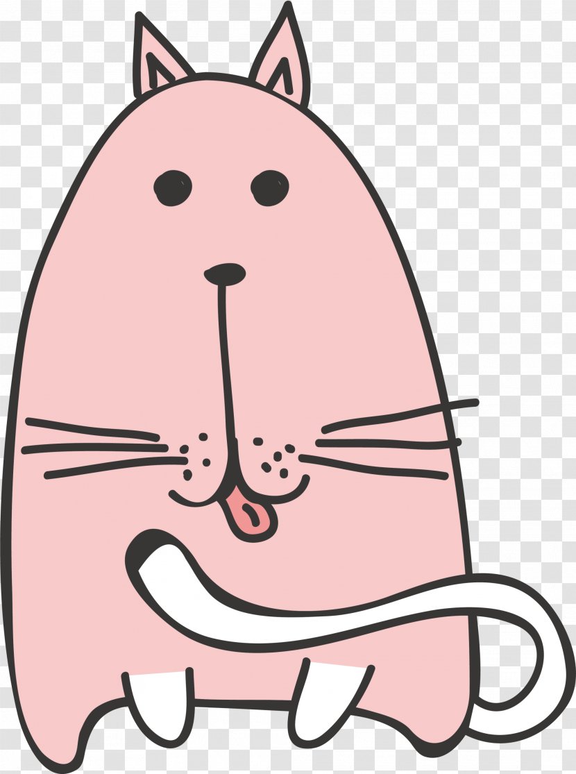 Whiskers Pink Cat Clip Art - Artwork - Cartoon Transparent PNG