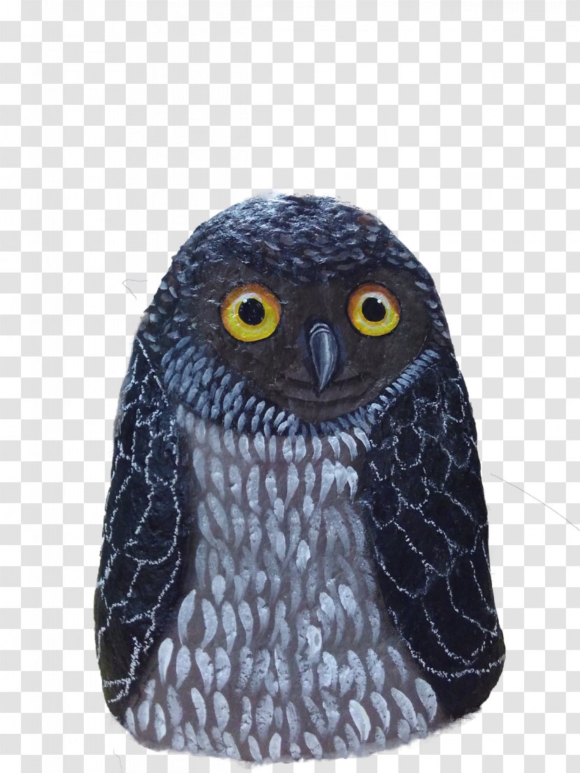 Stone Rock Painting Pebble Great Grey Owl - Guineafowl Transparent PNG