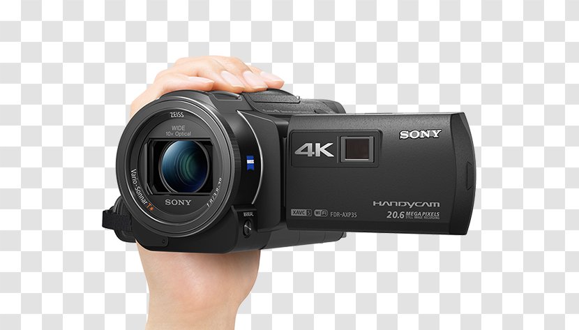 Video Cameras Sony Handycam FDR-AXP35 Corporation Camcorder - Lens - Wireless Headset Batteries Transparent PNG