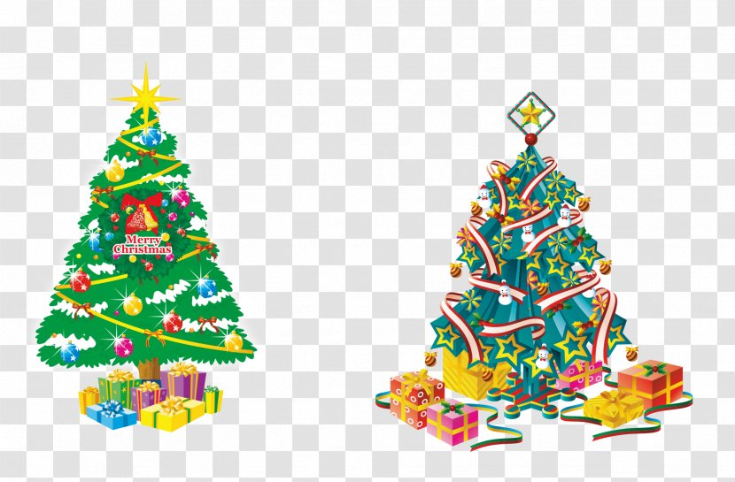 Santa Claus Christmas Tree Illustration - Pine Family - Decoration Stock Image Transparent PNG