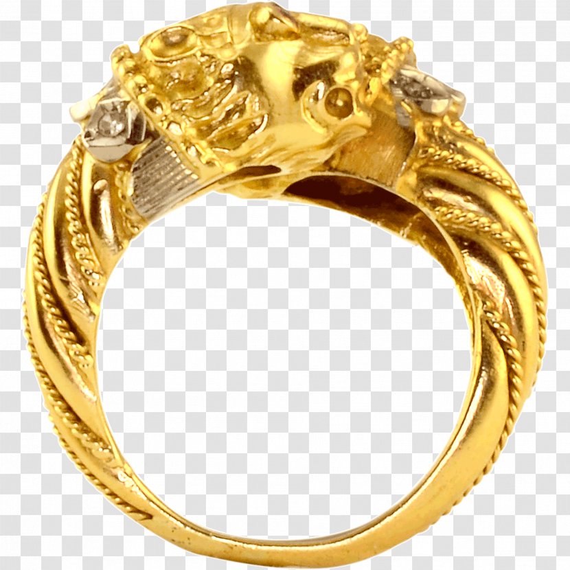Ring Gold Diamond Lion Solvang Antiques - Body Jewelry Transparent PNG