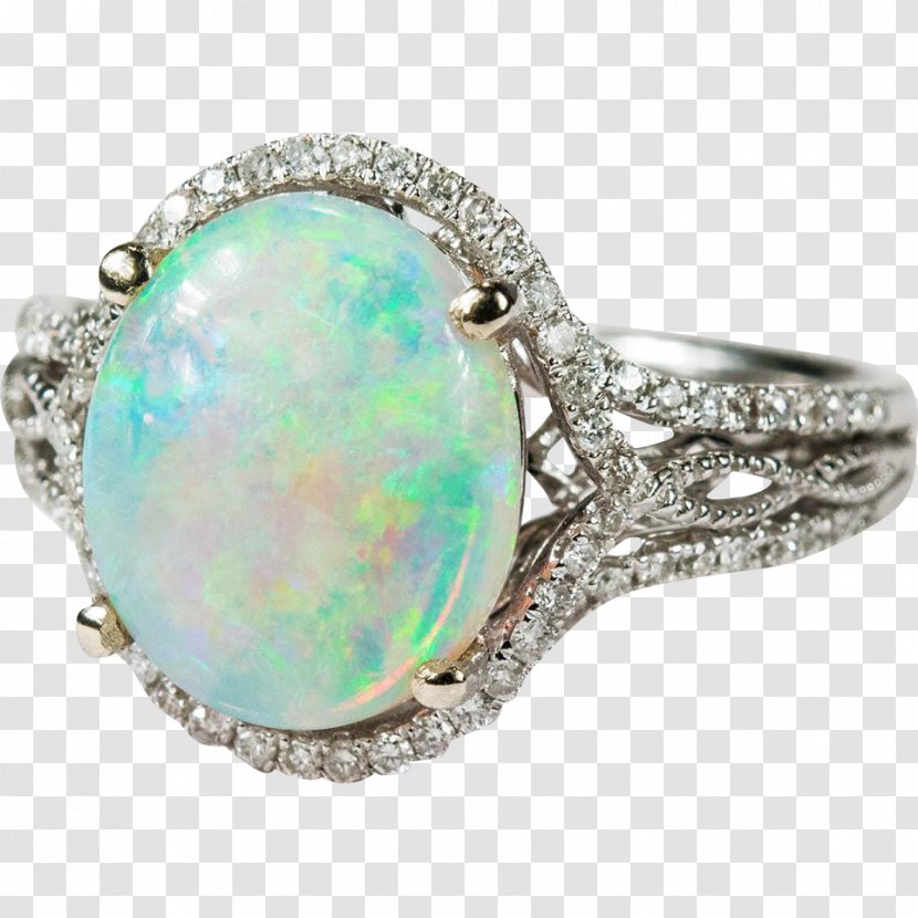 Opal Gemological Institute Of America Engagement Ring Diamond - Gemstone Transparent PNG