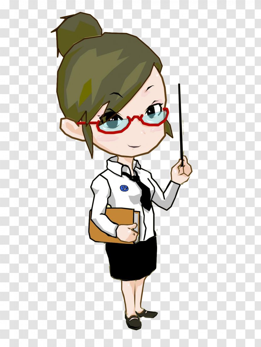 Cartoon Teacher - Silhouette - Female Wearing Glasses Transparent PNG