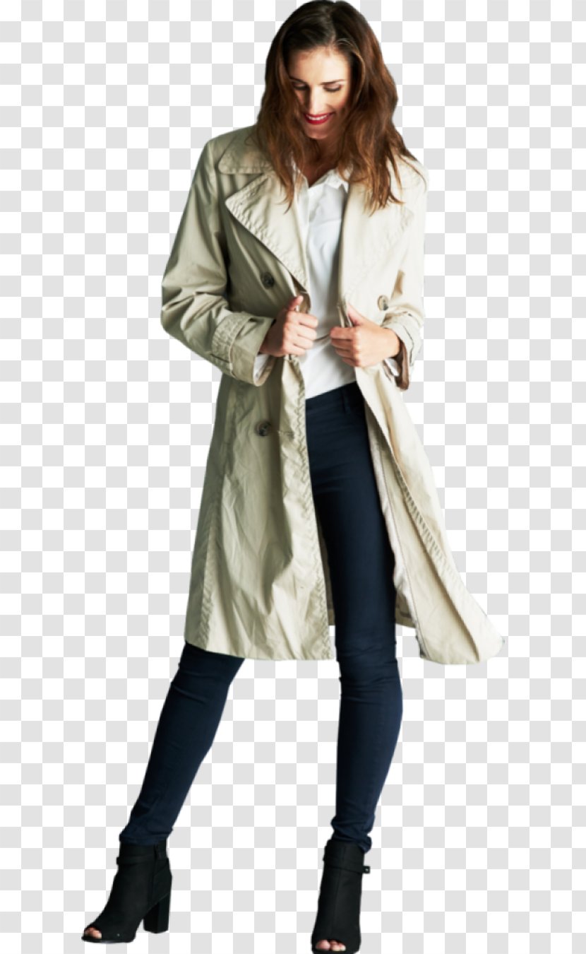 Woman With Coat Business Trench Sales - Overcoat Transparent PNG
