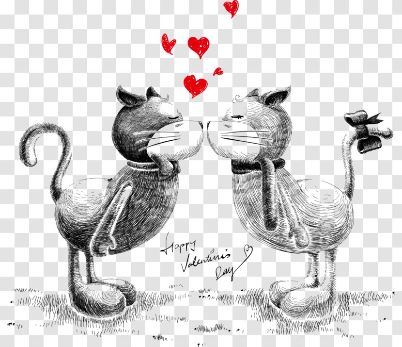 Cat Kitten Drawing Cartoon - Love Cats Transparent PNG