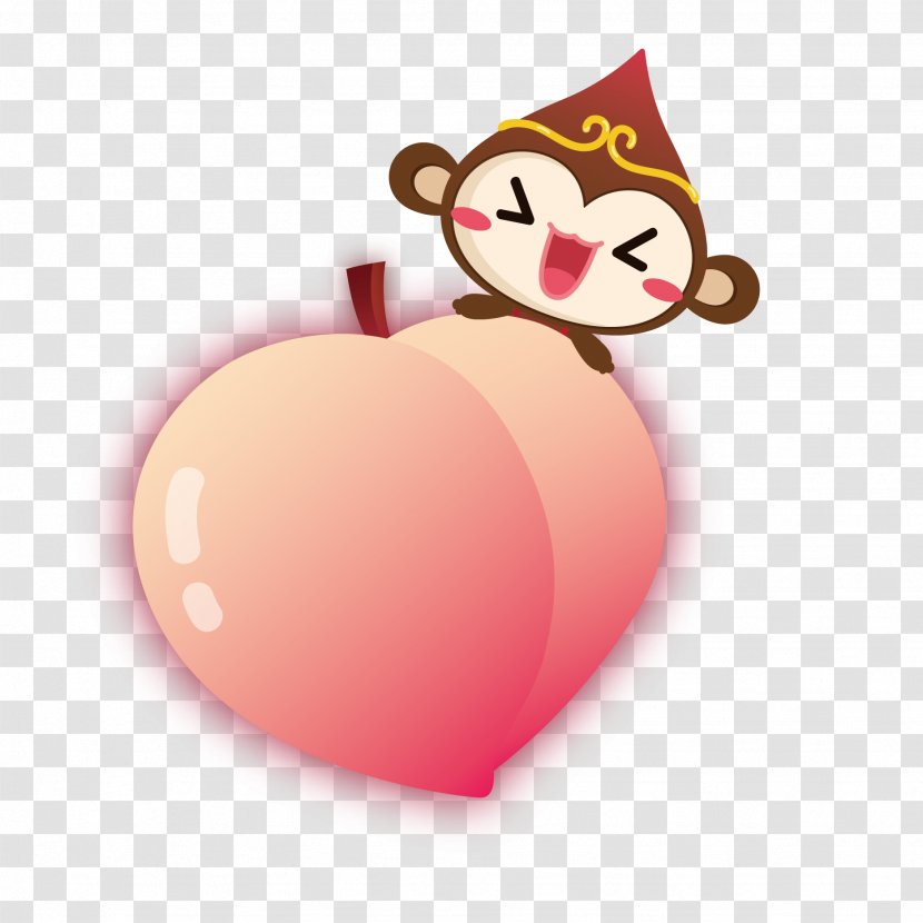 Clip Art - Heart - Vector Monkey And Peach Transparent PNG