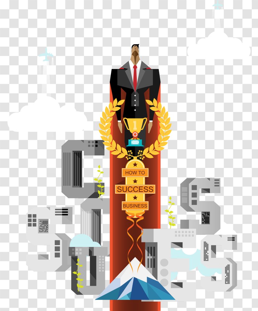 Euclidean Vector Cartoon Illustration - Cloud Took The Trophy Business Man Transparent PNG