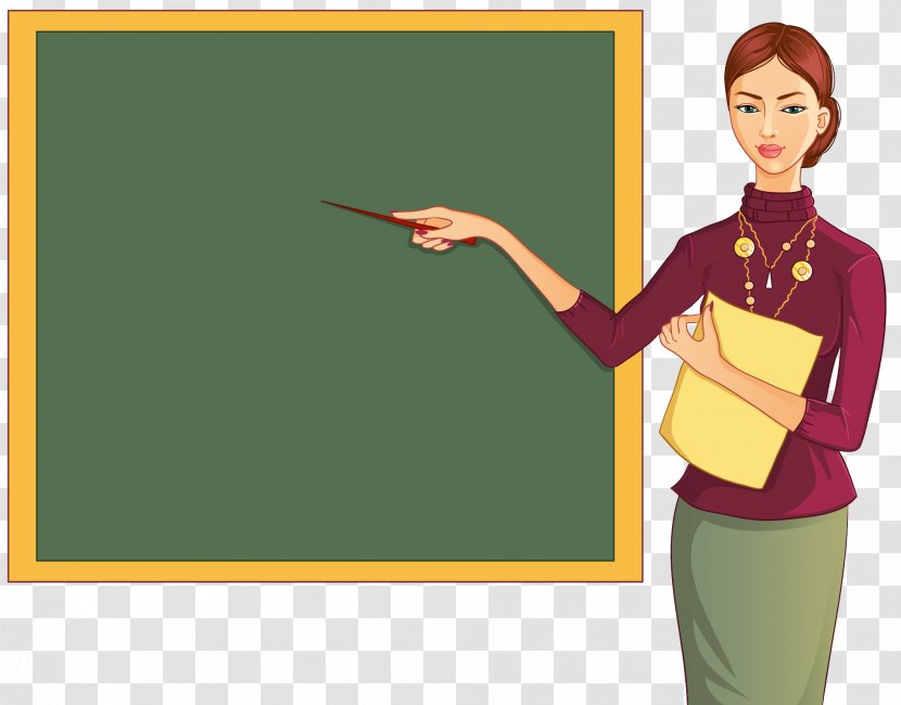 Green Cartoon Teacher Clip Art Blackboard - Gesture Room Transparent PNG