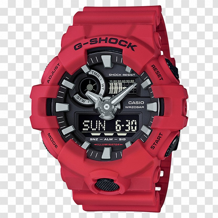 G-Shock Original GA-700 Shock-resistant Watch GA700 - Red Transparent PNG