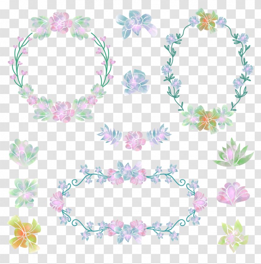 Flower Wreath Garland Wedding - Symmetry - Watercolor Plants Transparent PNG