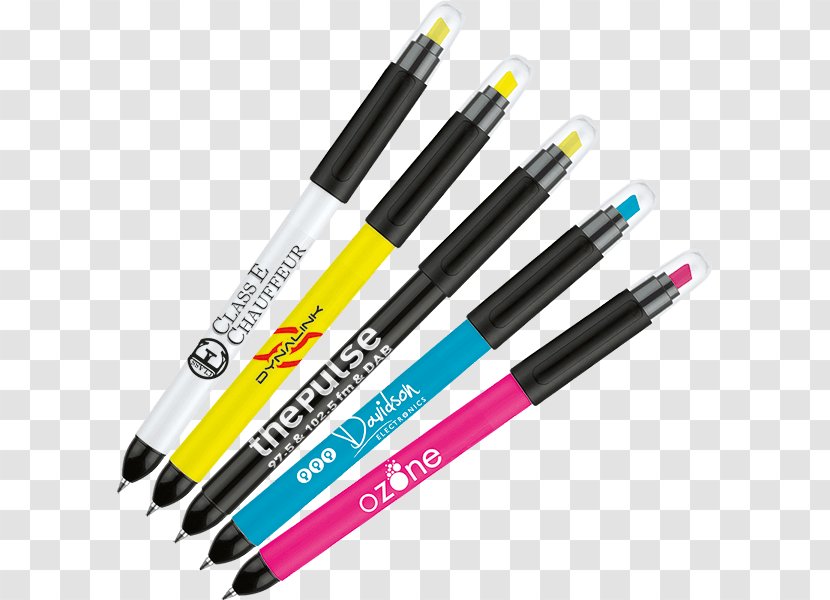 Ballpoint Pen Yellow Blue Highlighter - Pens Transparent PNG