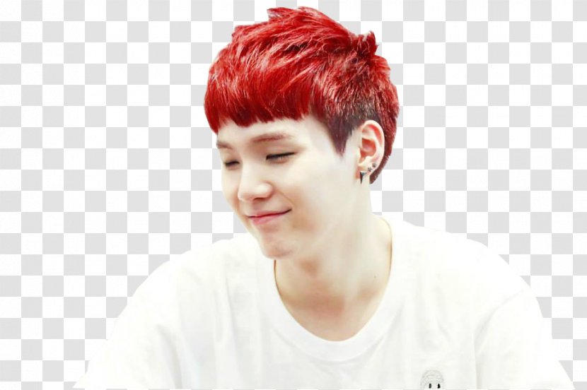 Suga BTS Red Hair Coloring - Silhouette - Heart Transparent PNG