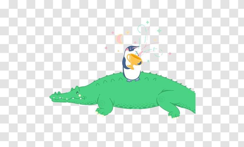 Duck Crocodile Illustration - Greeting Card - Hand-painted Small Transparent PNG